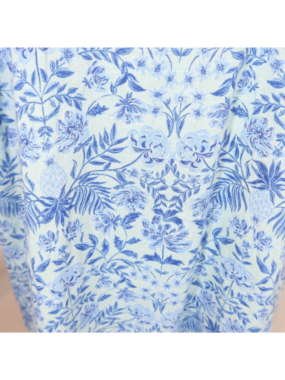 J JILL Love Linen V Neck Maxi Dress Size L NWT Aqua Floral Coastal Summer - Picture 6 of 11